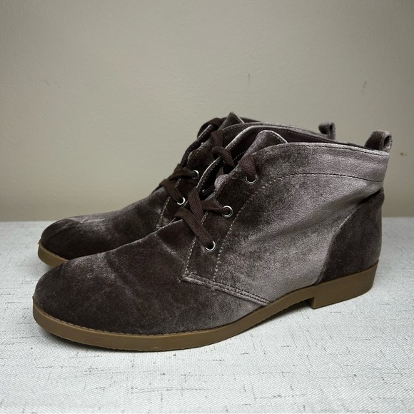 Indigo Shoes - Indigo Rd Boots Womens 8.5 M Alabama Velvet Ankle Booties Lace Up Flats Brown